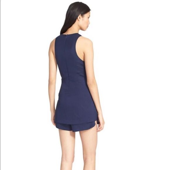 T by Alexander Wang Navy Blue Silk Twill Romper - Picture 2 of 6